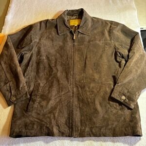 Boston Harbour Men's Brown Suede Leather Outdoor Jacket XL Genuine